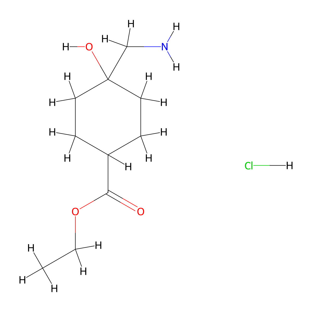Ethyl 4-(aminomethyl)-4-hydroxy-cyclohexanecarboxylate;hydrochloride molecular structure, CAS 2926675-84-3