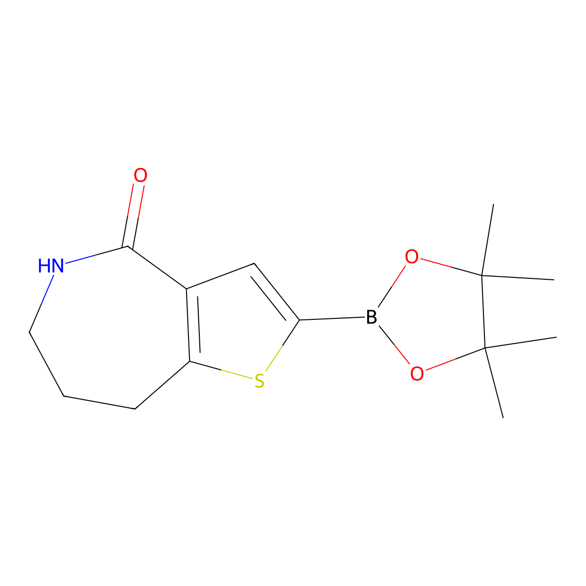 2-(4,4,5,5-tetramethyl-1,3,2-dioxaborolan-2-yl)-4H,5H,6H,7H,8H-thieno[3,2-c]azepin-4-one molecular structure, CAS 2926692-73-9