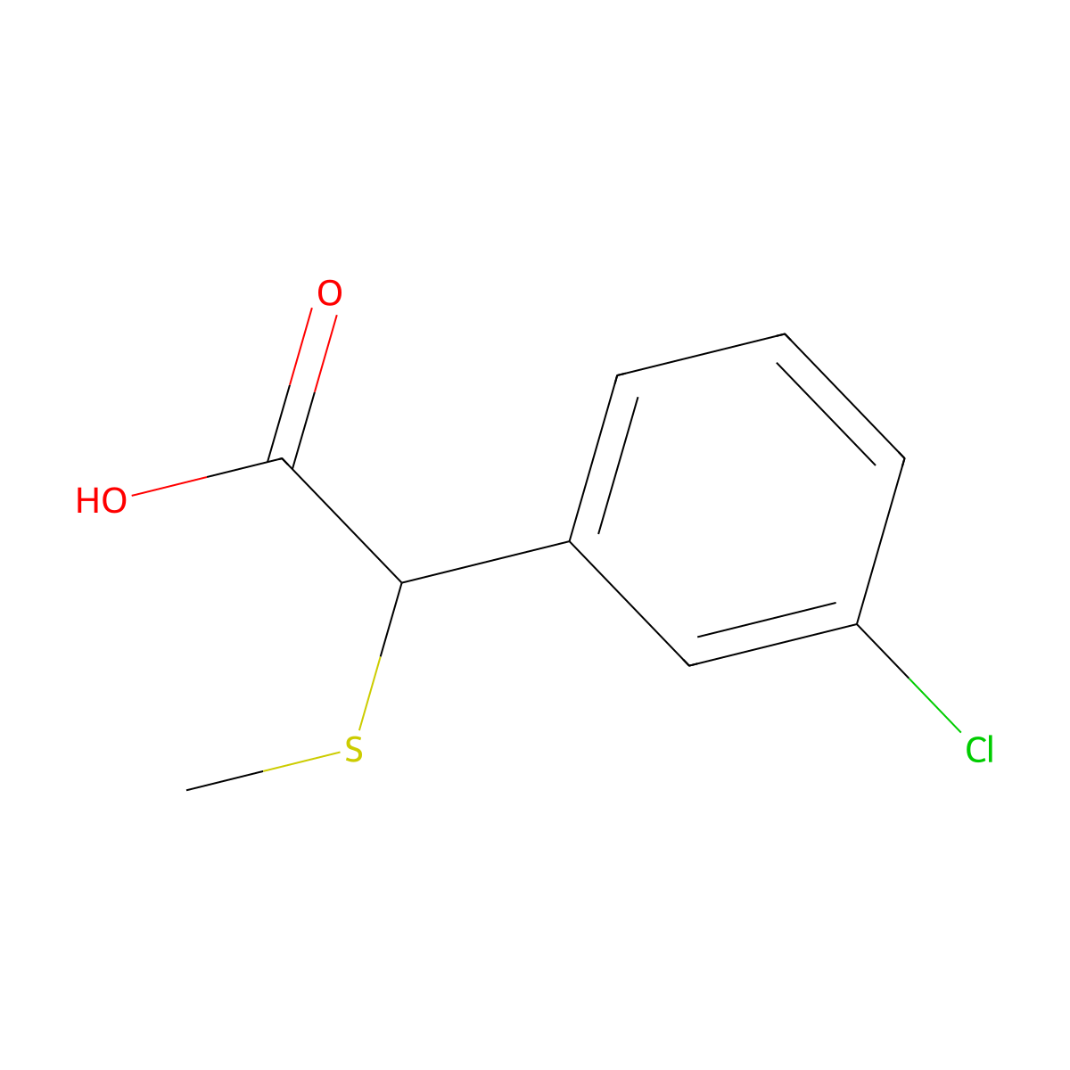 2-(3-Chlorophenyl)-2-(methylsulfanyl)acetic acid molecular structure, CAS 29270-27-7