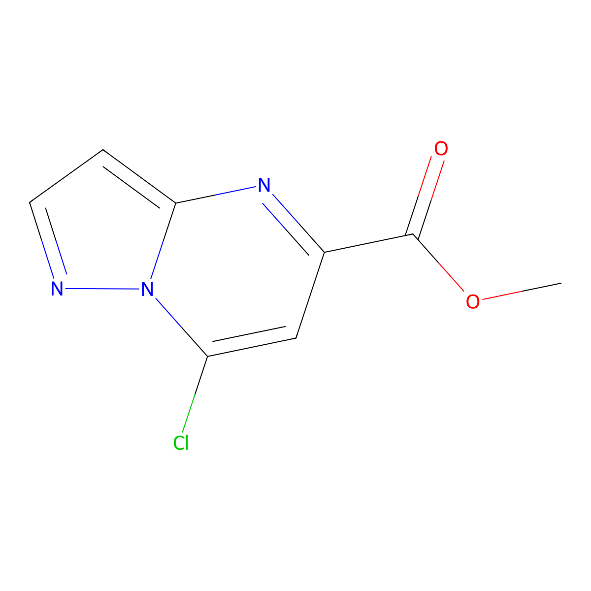 Methyl 7-chloropyrazolo[1,5-a]pyrimidine-5-carboxylate molecular structure, CAS 29274-19-9