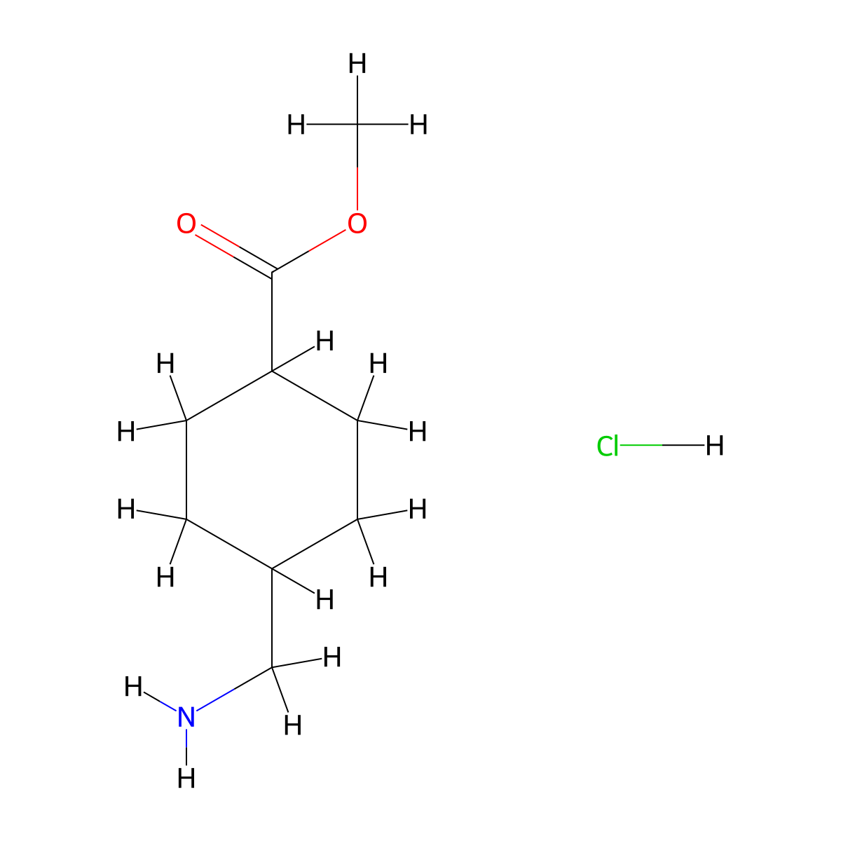 Methyl trans-4-(Aminomethyl)cyclohexanecarboxylate Hydrochloride molecular structure, CAS 29275-88-5