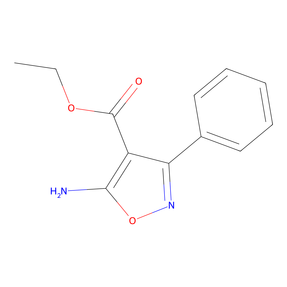 5-Amino-3-phenyl-isoxazole-4-carboxylic acid ethyl ester molecular structure, CAS 29278-09-9