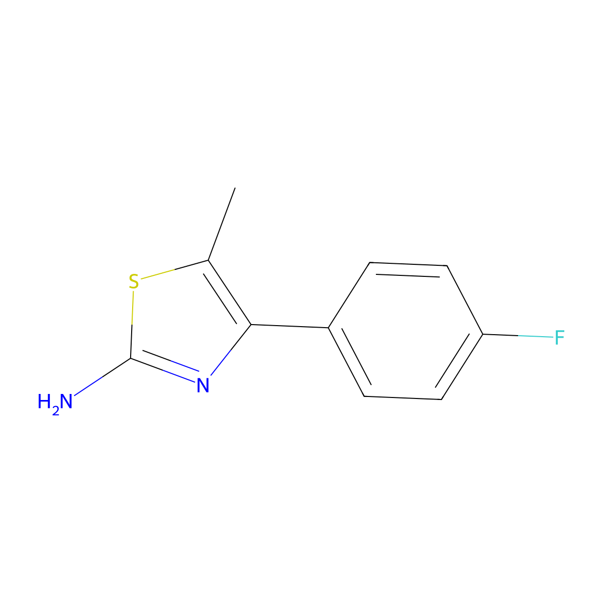 4-(4-Fluorophenyl)-5-methyl-1,3-thiazol-2-amine molecular structure, CAS 2928-00-9