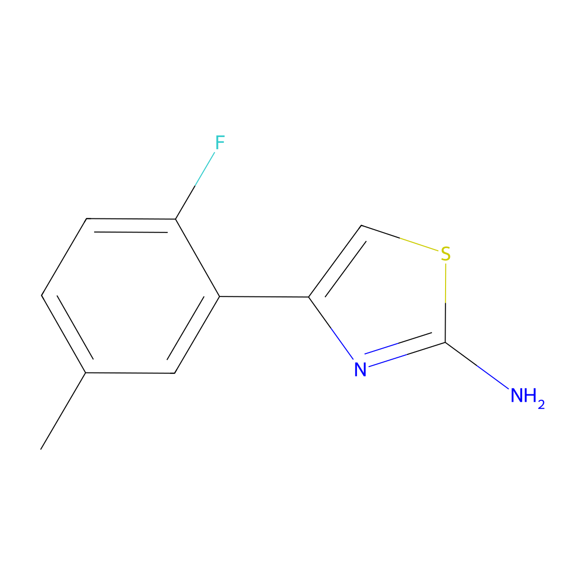 4-(2-Fluoro-5-methylphenyl)-1,3-thiazol-2-amine molecular structure, CAS 2928-01-0
