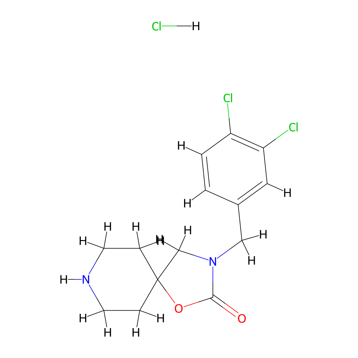 3-(3,4-Dichlorobenzyl)-1-oxa-3,8-diazaspiro[4.5]decan-2-one hydrochloride molecular structure, CAS 2928091-12-5