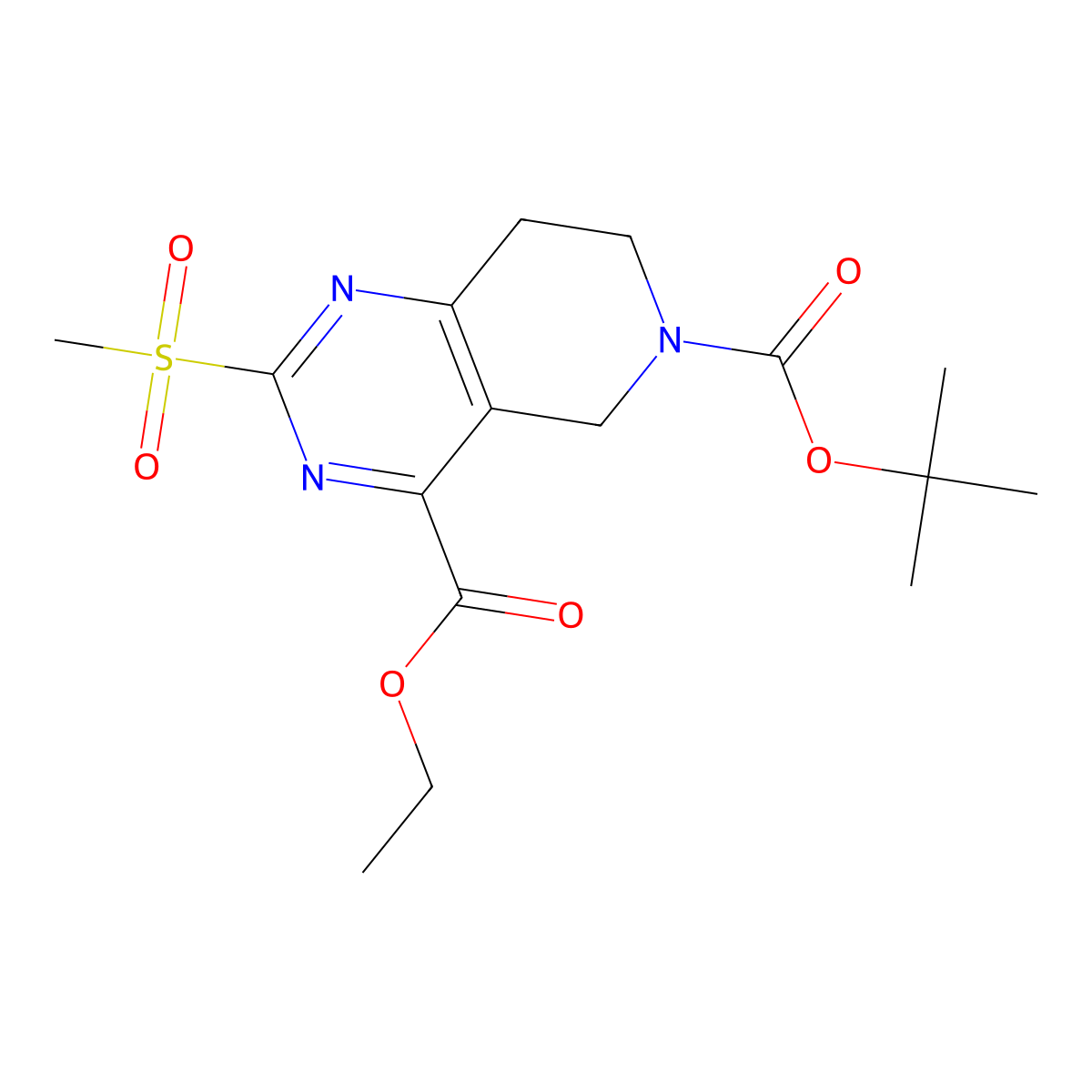 6-(Tert-butyl) 4-ethyl 2-(methylsulfonyl)-7,8-dihydropyrido[4,3-D]pyrimidine-4,6(5H)-dicarboxylate molecular structure, CAS 2928093-32-5