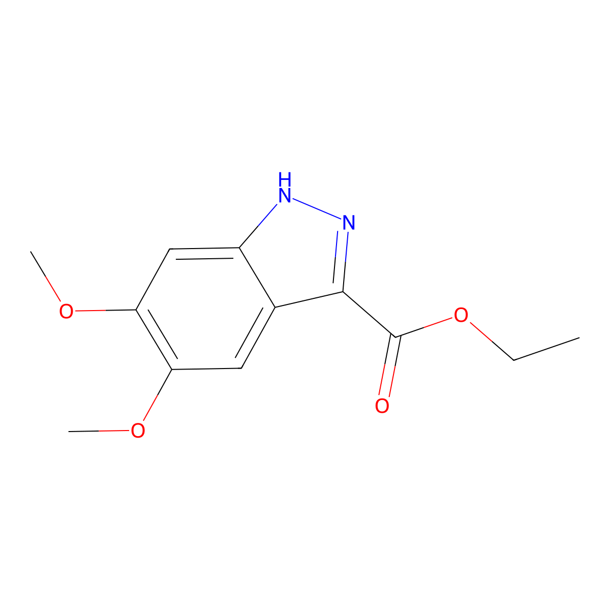 Ethyl 5,6-dimethoxy-1H-indazole-3-carboxylate molecular structure, CAS 29281-06-9
