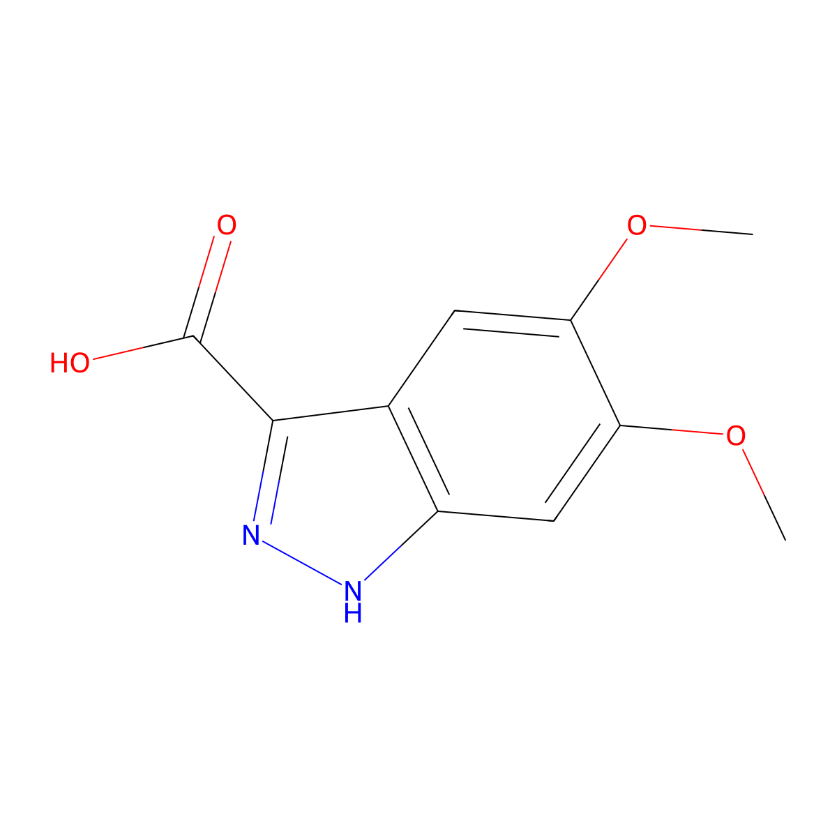 5,6-Dimethoxy-1H-indazole-3-carboxylic acid molecular structure, CAS 29281-07-0
