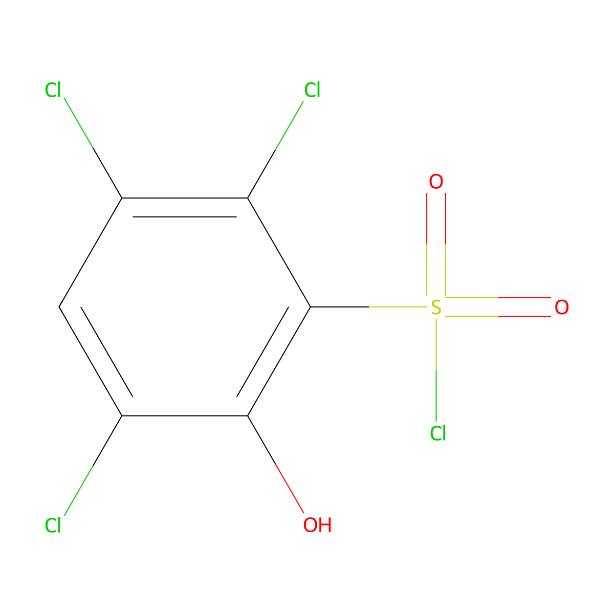 2,3,5-Trichloro-6-hydroxybenzene-1-sulfonyl chloride molecular structure, CAS 292823-28-0