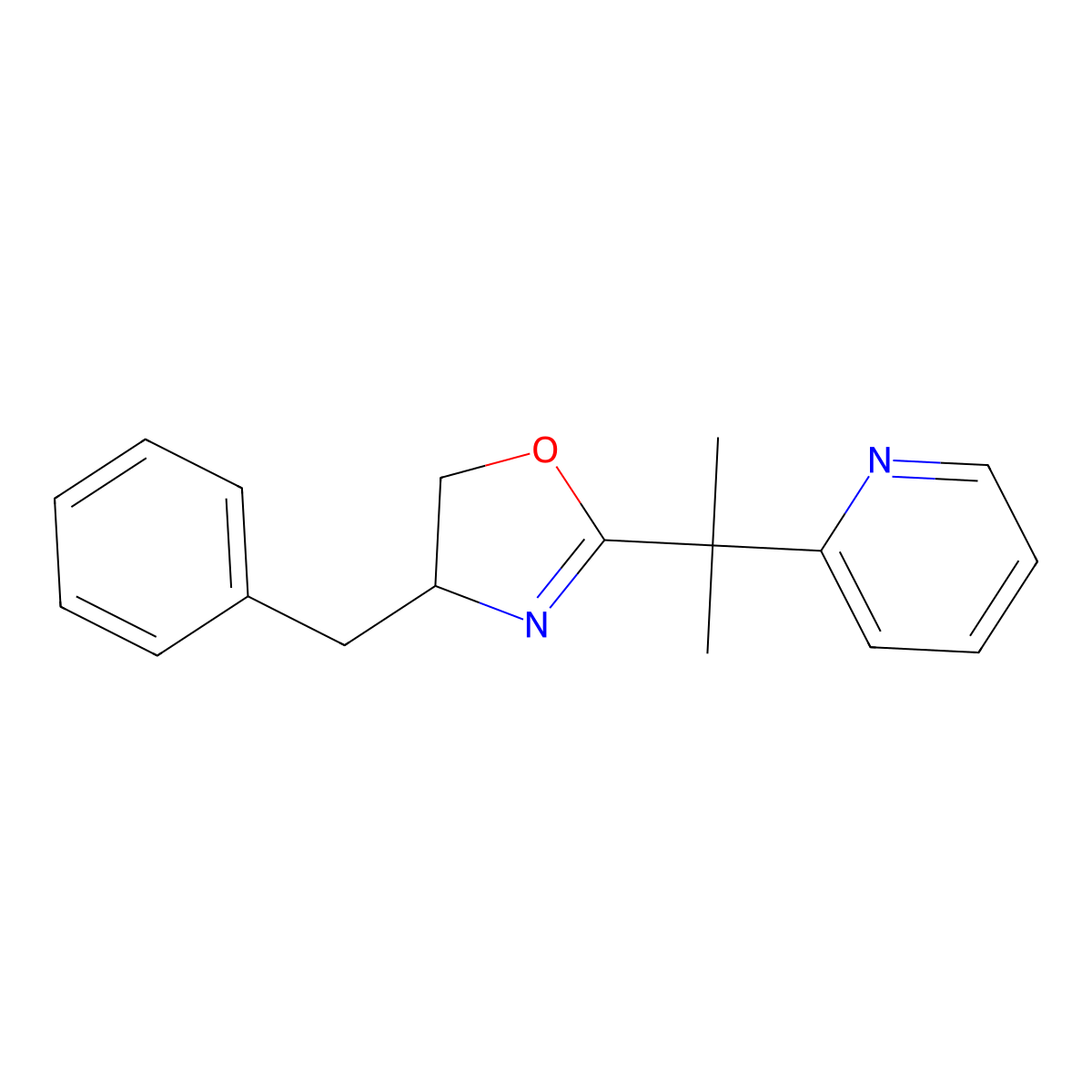 (S)-4-Benzyl-2-(2-(pyridin-2-yl)propan-2-yl)-4,5-dihydrooxazole molecular structure, CAS 292839-79-3