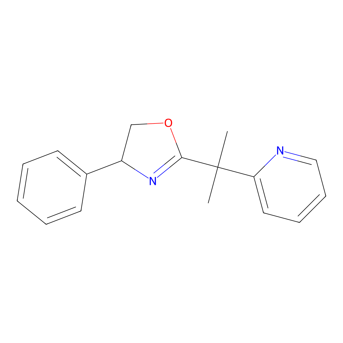 (S)-4-Phenyl-2-(2-(pyridin-2-yl)propan-2-yl)-4,5-dihydrooxazole molecular structure, CAS 292839-81-7
