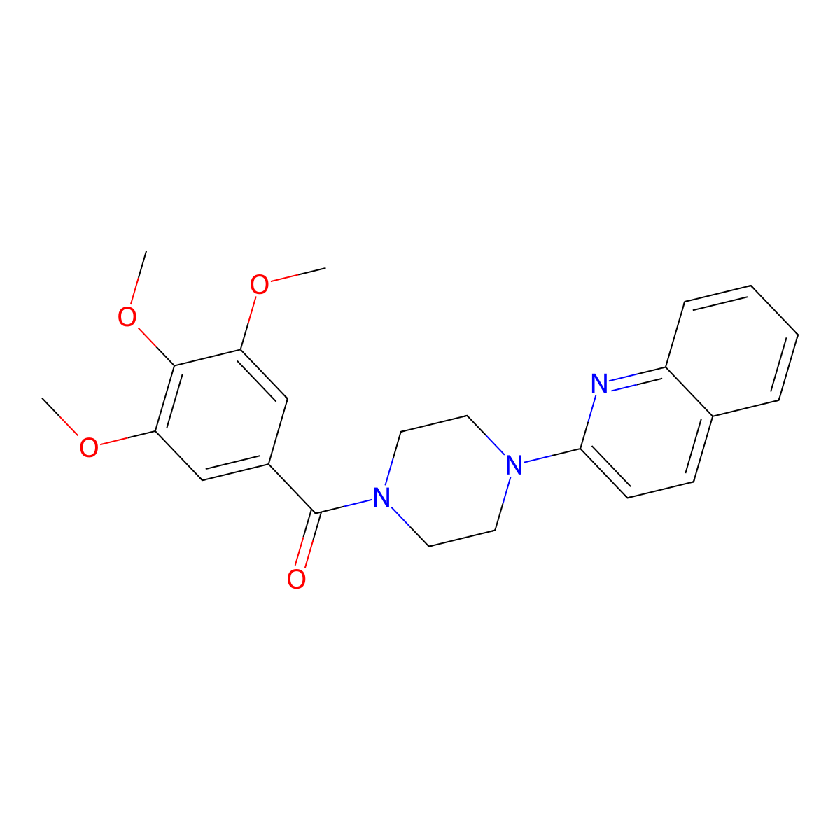 (4-Quinolin-2-ylpiperazin-1-yl)-(3,4,5-trimethoxyphenyl)methanone molecular structure, CAS 292841-50-0