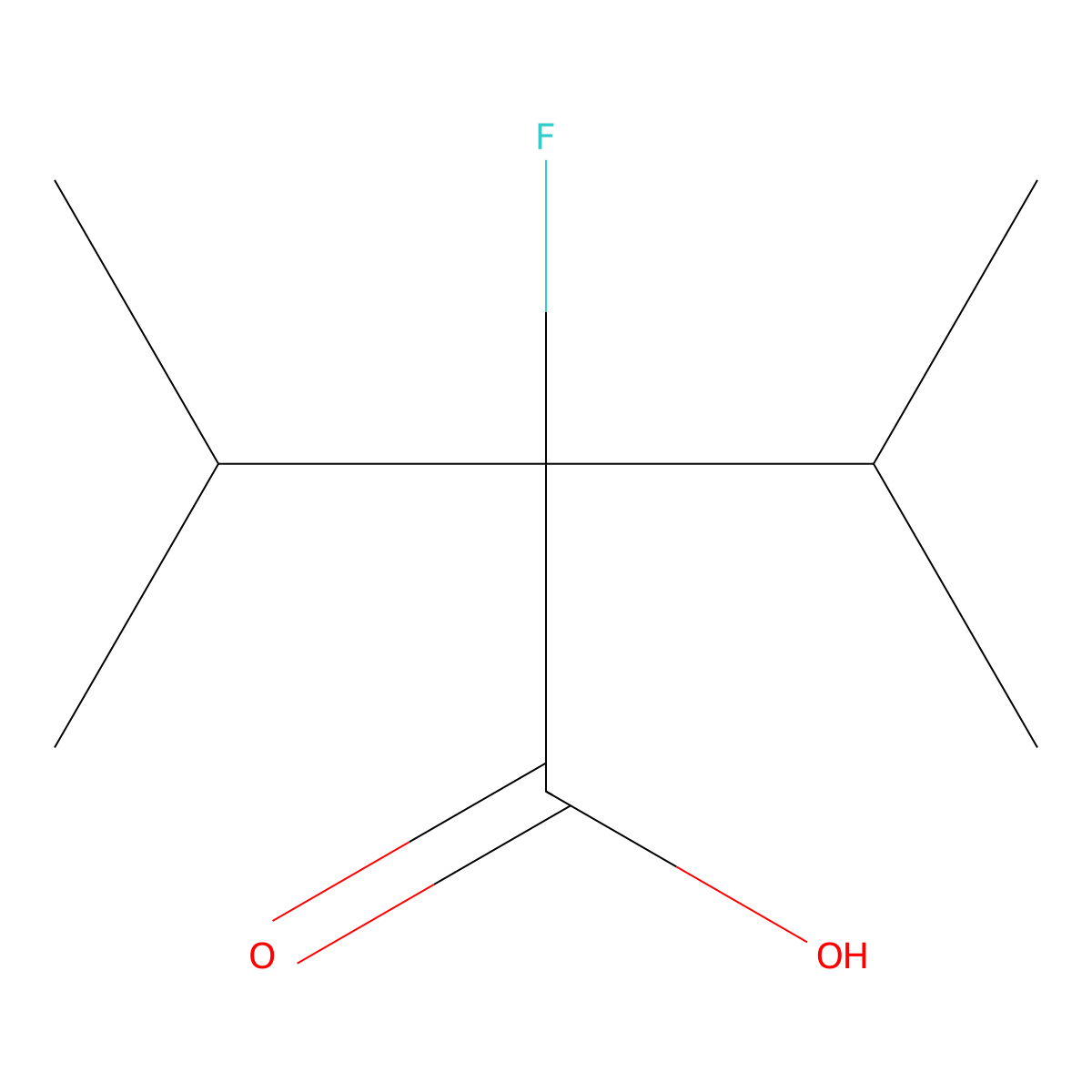 2-Fluoro-3-methyl-2-(propan-2-yl)butanoic acid molecular structure, CAS 2928469-54-7