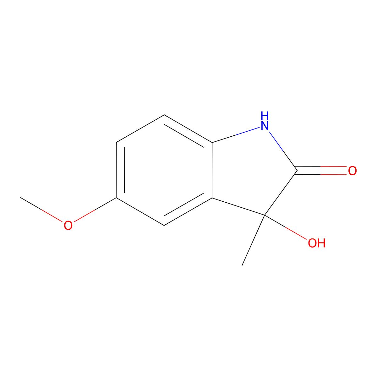3-hydroxy-5-methoxy-3-methyl-2,3-dihydro-1H-indol-2-one molecular structure, CAS 292851-43-5