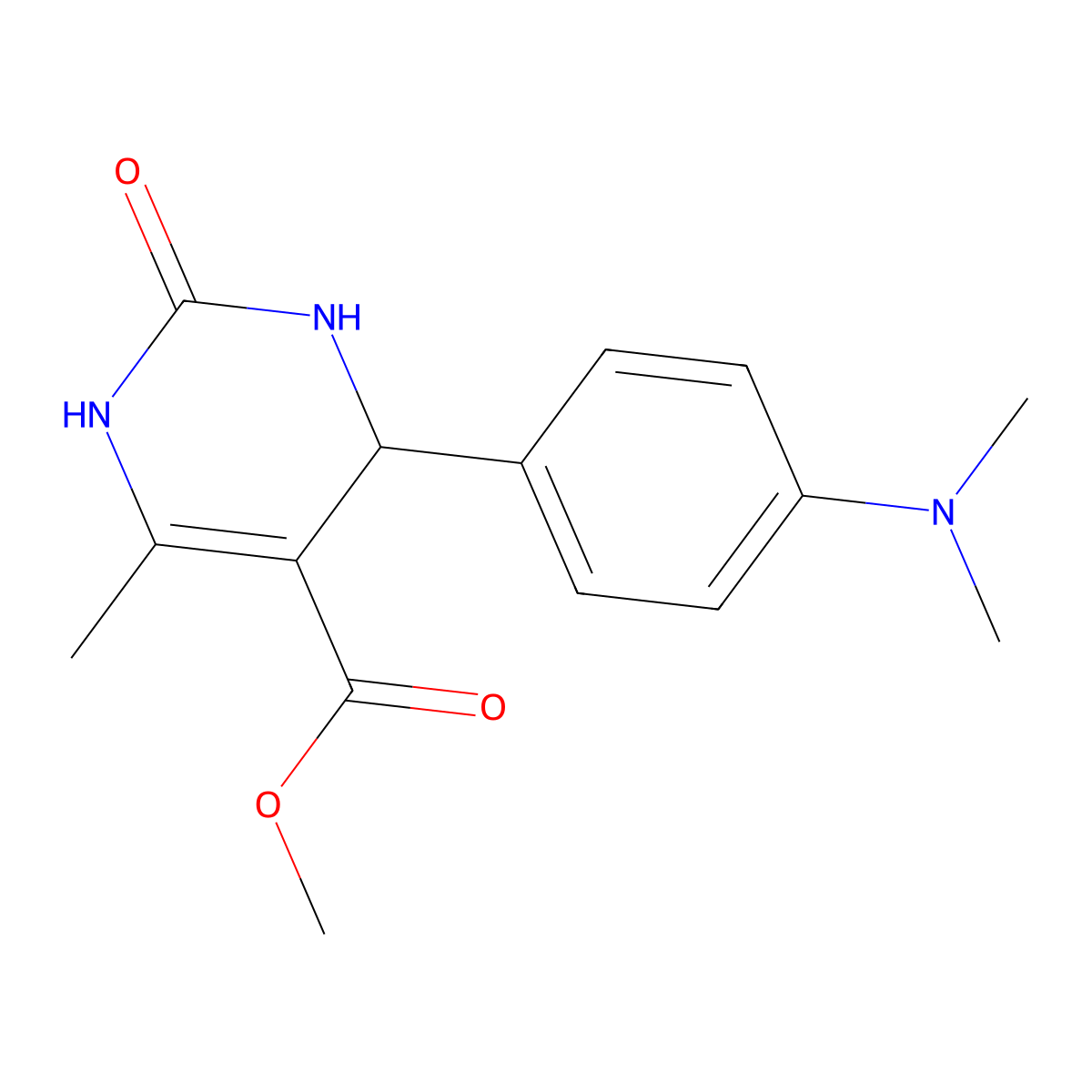 Methyl 4-[4-(dimethylamino)phenyl]-6-methyl-2-oxo-1,2,3,4-tetrahydropyrimidine-5-carboxylate molecular structure, CAS 292852-19-8