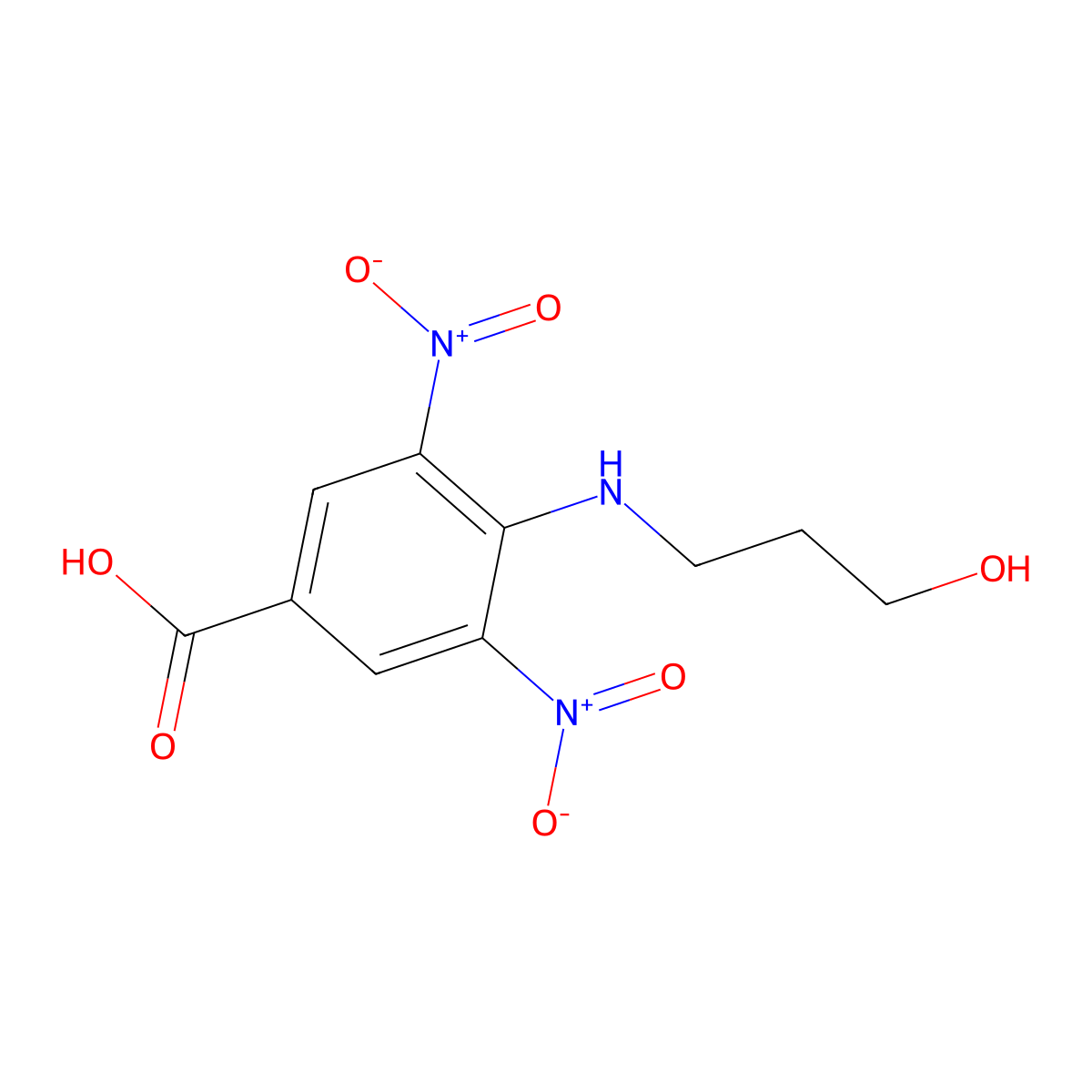 4-[(3-Hydroxypropyl)amino]-3,5-dinitrobenzoic acid molecular structure, CAS 292852-74-5