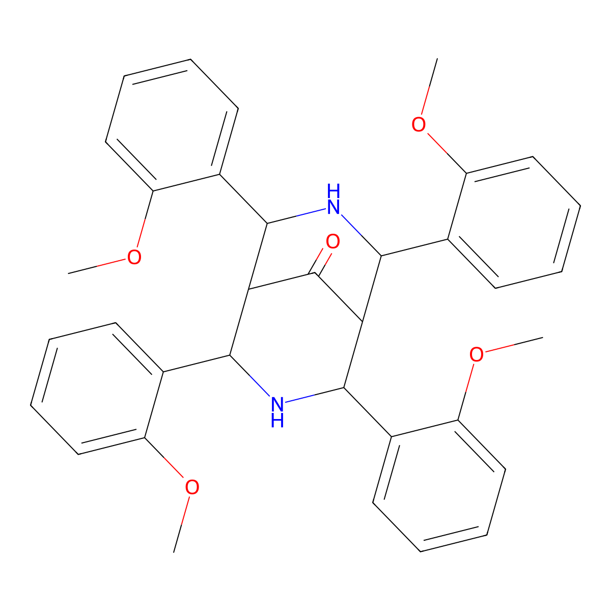 2,4,6,8-Tetrakis(2-methoxyphenyl)-3,7-diazabicyclo[3.3.1]nonan-9-one molecular structure, CAS 292852-78-9