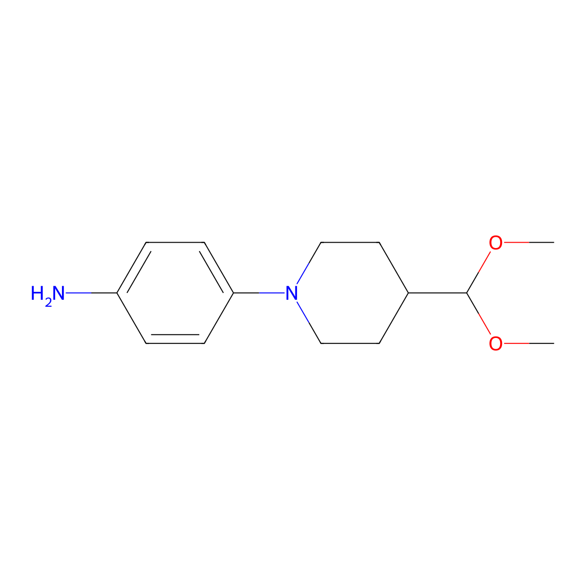 4-[4-(Dimethoxymethyl)piperidin-1-yl]aniline molecular structure, CAS 2928527-31-3