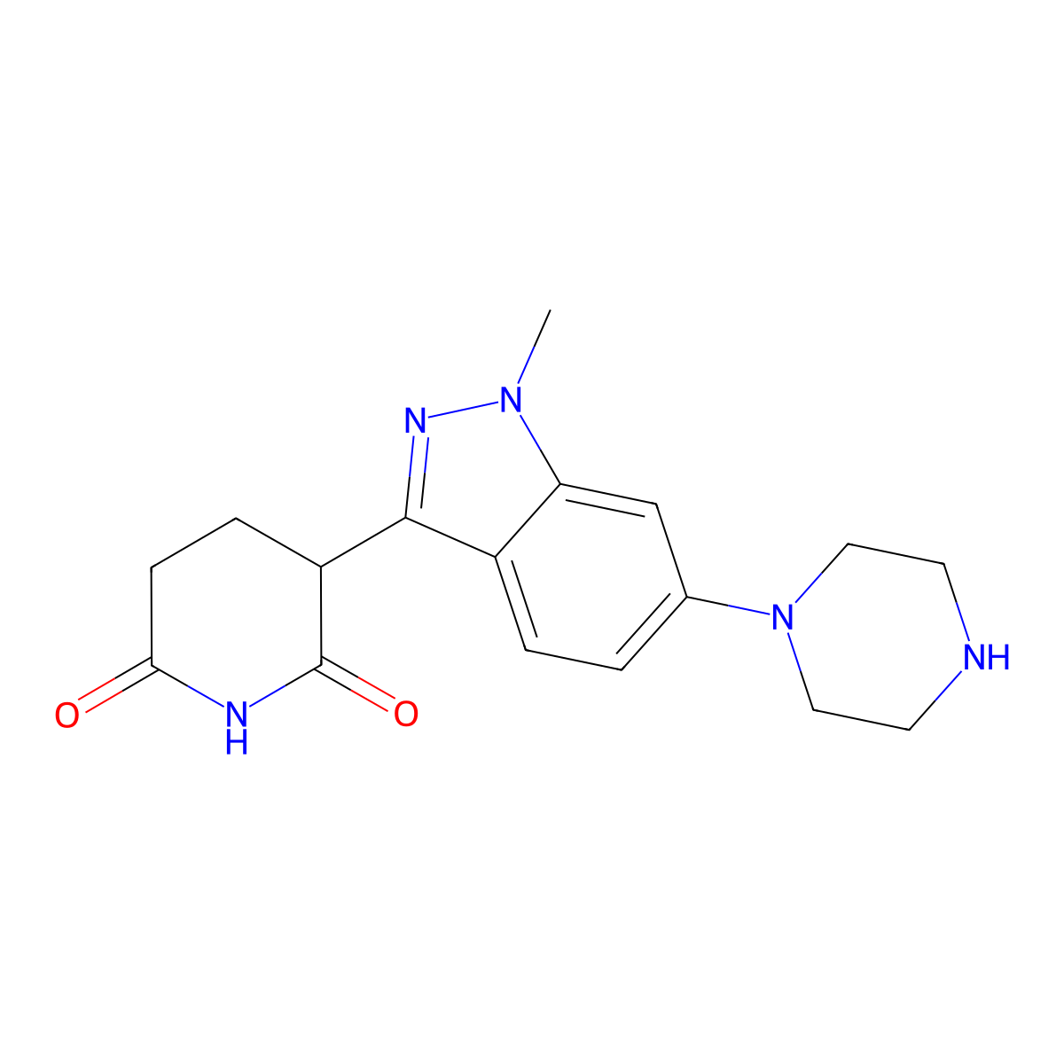 3-(1-methyl-6-(piperazin-1-yl)-1H-indazol-3-yl)piperidine-2,6-dione molecular structure, CAS 2928528-27-0