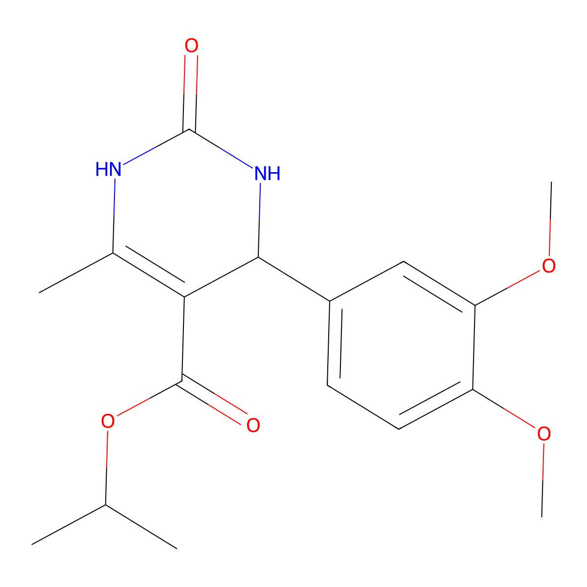 Isopropyl 4-(3,4-dimethoxyphenyl)-6-methyl-2-oxo-1,2,3,4-tetrahydropyrimidine-5-carboxylate molecular structure, CAS 292853-09-9