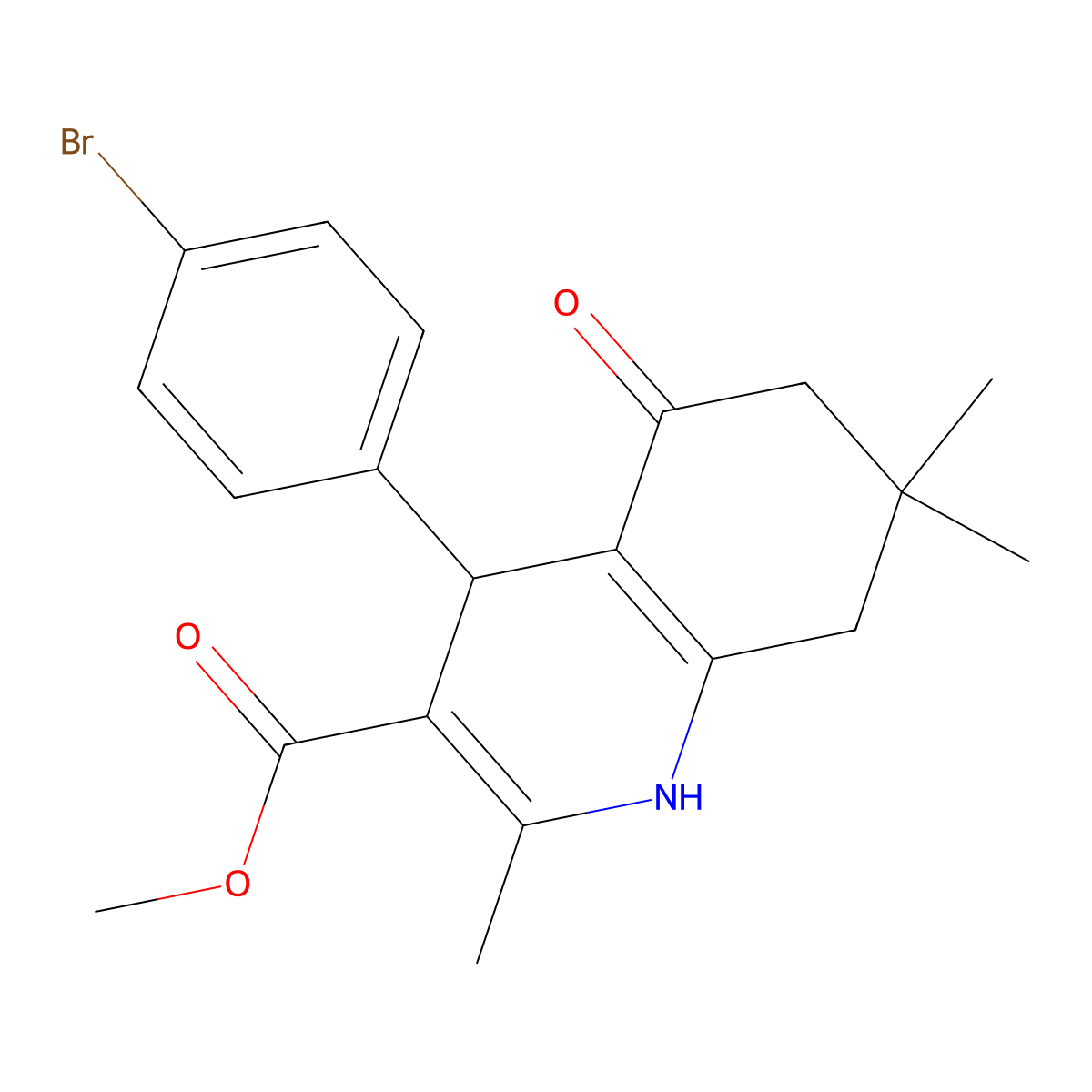 Methyl 4-(4-bromophenyl)-2,7,7-trimethyl-5-oxo-1,4,5,6,7,8-hexahydro-3-quinolinecarboxylate molecular structure, CAS 292853-20-4