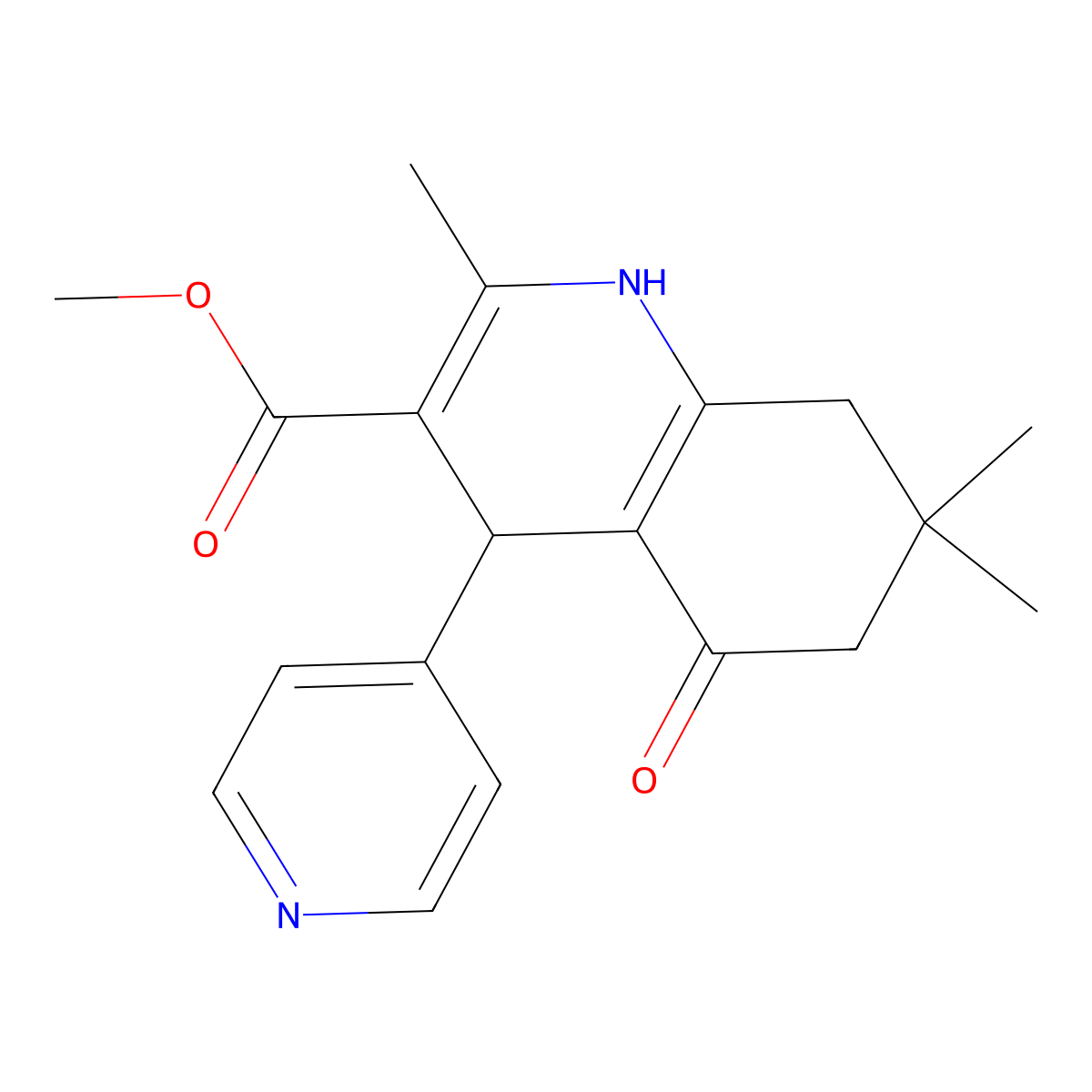 Methyl 2,7,7-trimethyl-5-oxo-4-(pyridin-4-yl)-1,4,5,6,7,8-hexahydroquinoline-3-carboxylate molecular structure, CAS 292853-22-6