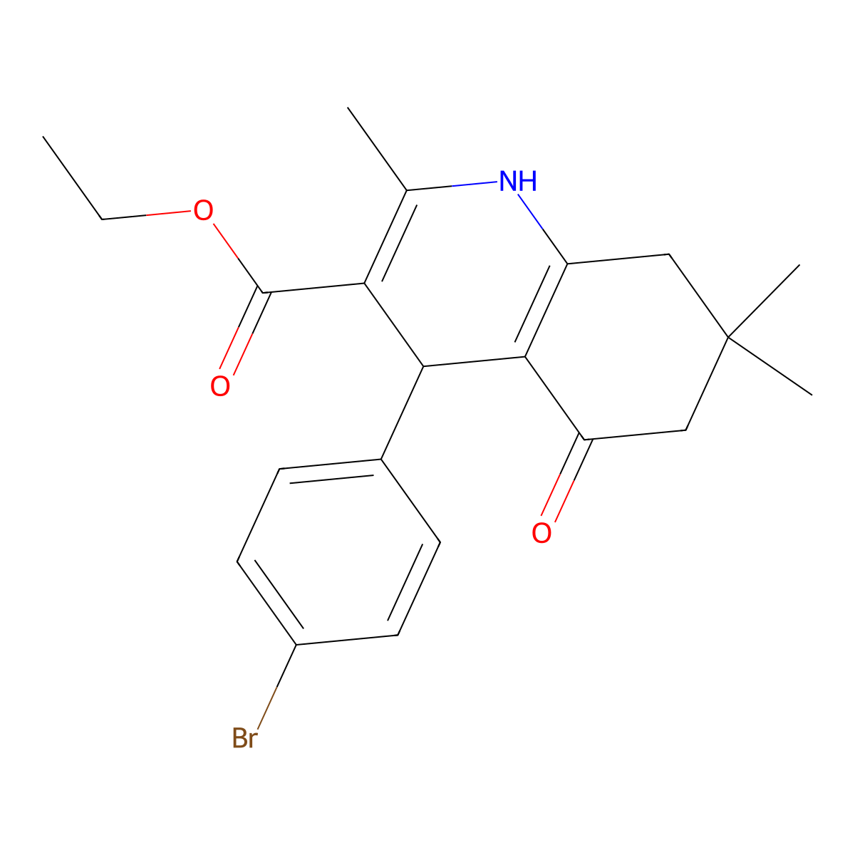 Ethyl 4-(4-bromophenyl)-2,7,7-trimethyl-5-oxo-1,4,5,6,7,8-hexahydro-3-quinolinecarboxylate molecular structure, CAS 292853-25-9