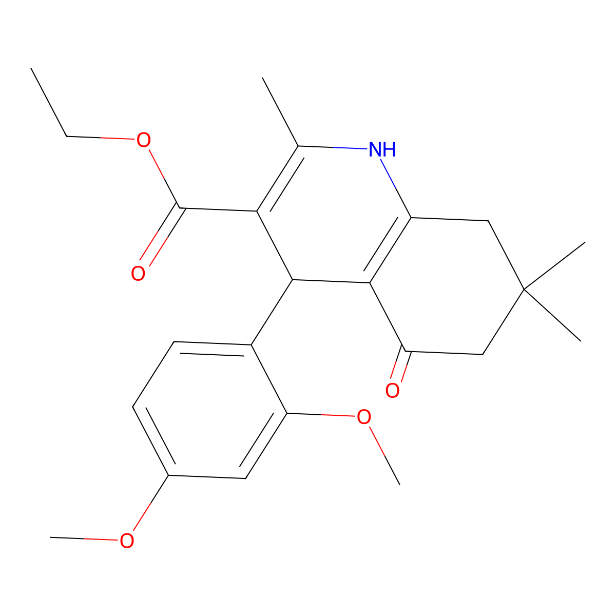Ethyl 4-(2,4-dimethoxyphenyl)-2,7,7-trimethyl-5-oxo-1,4,5,6,7,8-hexahydroquinoline-3-carboxylate molecular structure, CAS 292853-34-0