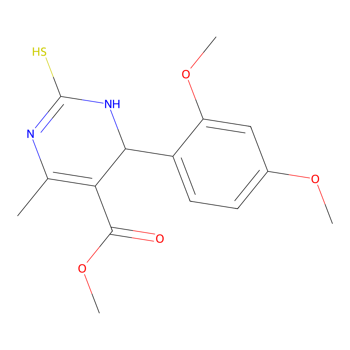 Methyl 6-(2,4-dimethoxyphenyl)-4-methyl-2-sulfanyl-1,6-dihydropyrimidine-5-carboxylate molecular structure, CAS 292853-42-0