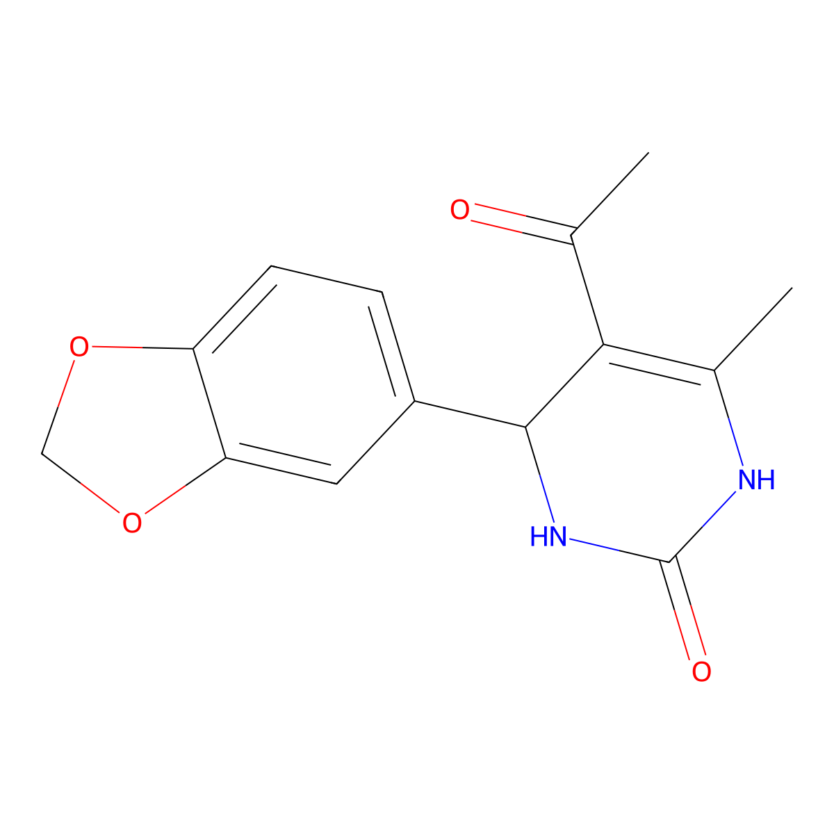 5-Acetyl-4-(1,3-benzodioxol-5-yl)-6-methyl-3,4-dihydro-2(1H)-pyrimidinone molecular structure, CAS 292853-56-6