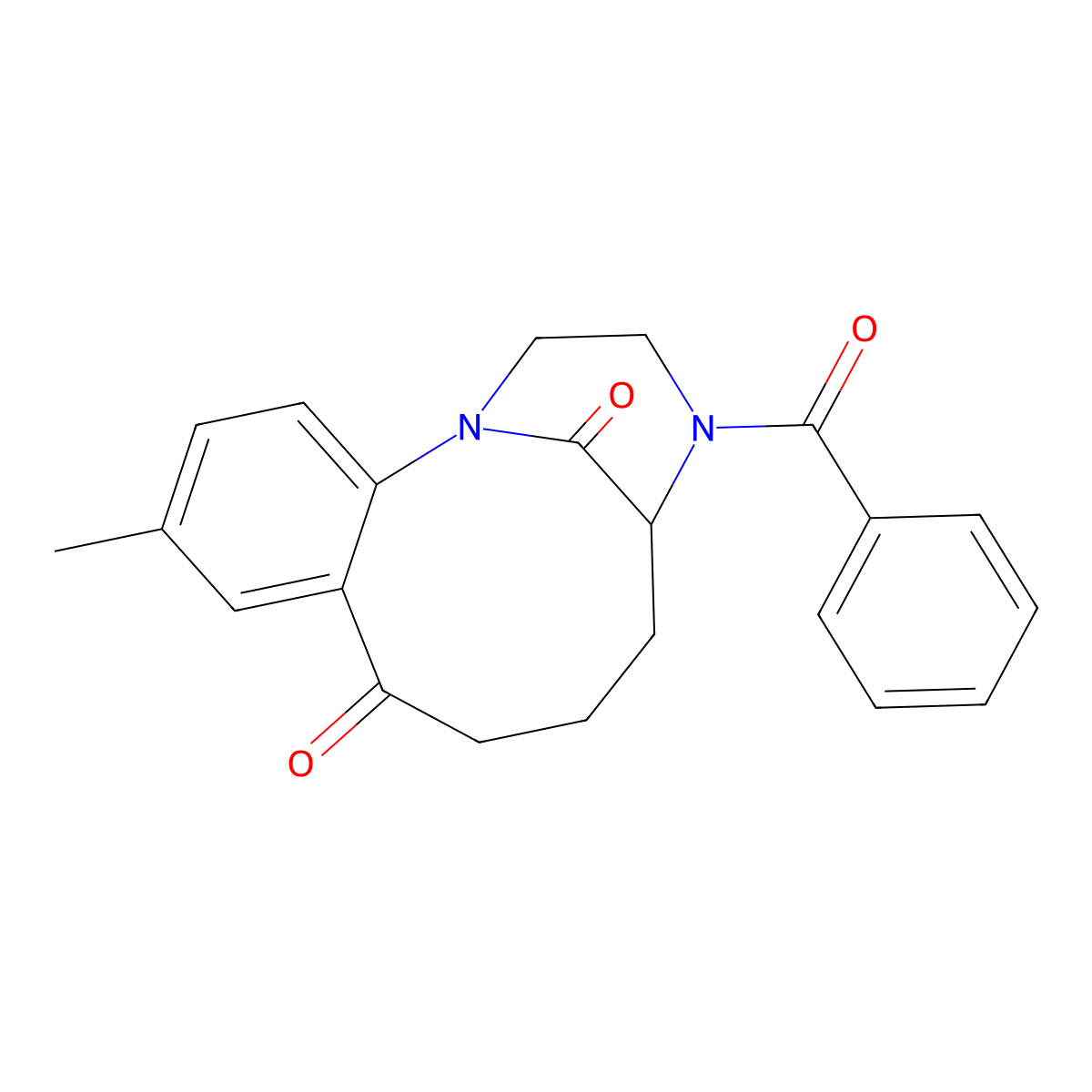 4-benzoyl-11-methyl-3,4,5,6,7,8-hexahydro-1,5-methanobenzo[e][1,4]diazacycloundecine-9,14(2H)-dione molecular structure, CAS 292853-92-0
