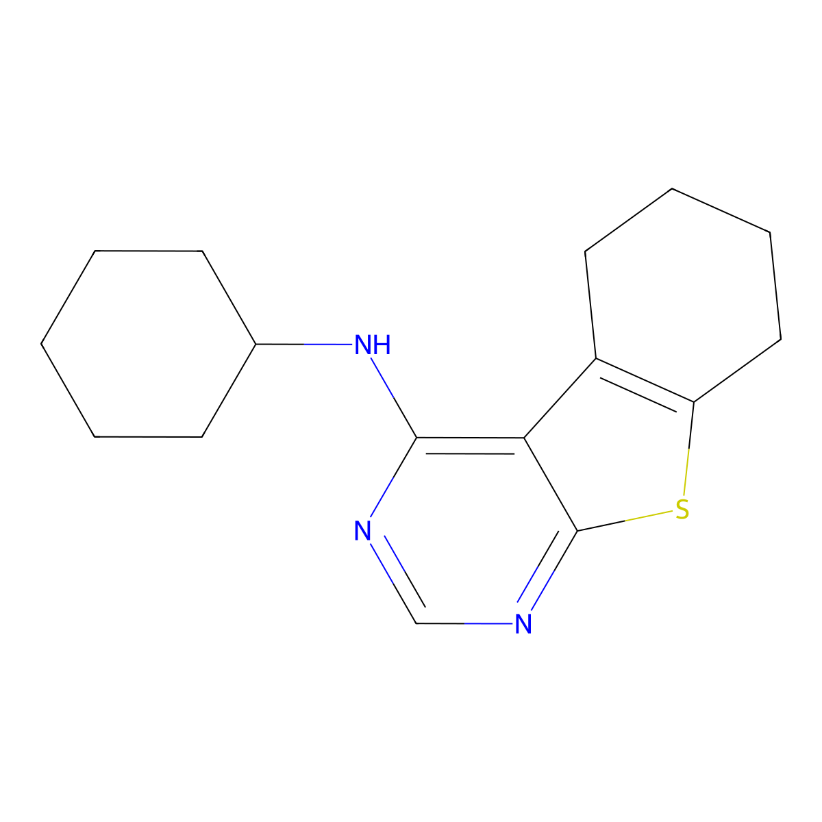 N-cyclohexyl-5,6,7,8-tetrahydro[1]benzothieno[2,3-d]pyrimidin-4-amine molecular structure, CAS 292855-37-9