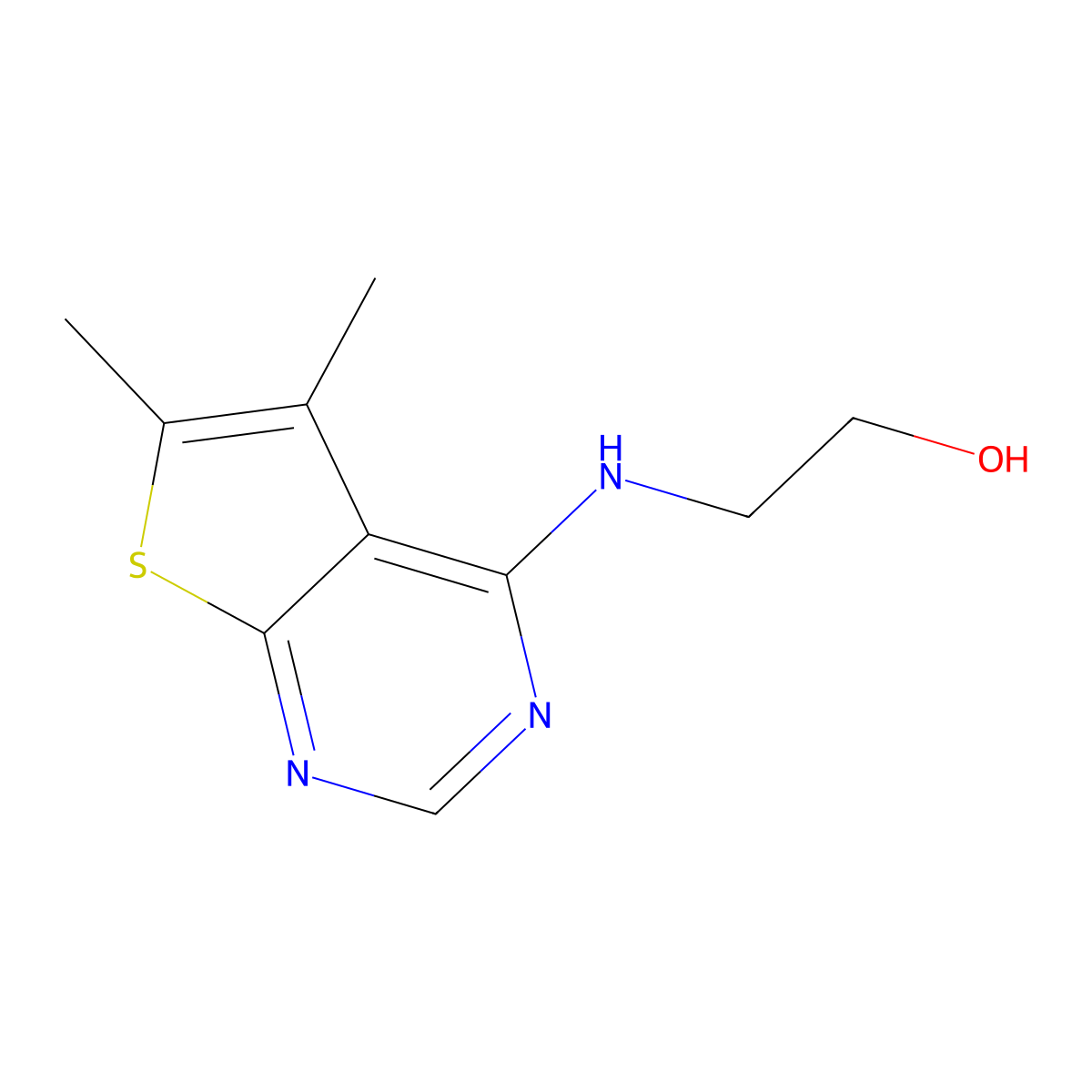 2-[(5,6-Dimethylthieno[2,3-d]pyrimidin-4-yl)amino]ethanol molecular structure, CAS 292855-44-8