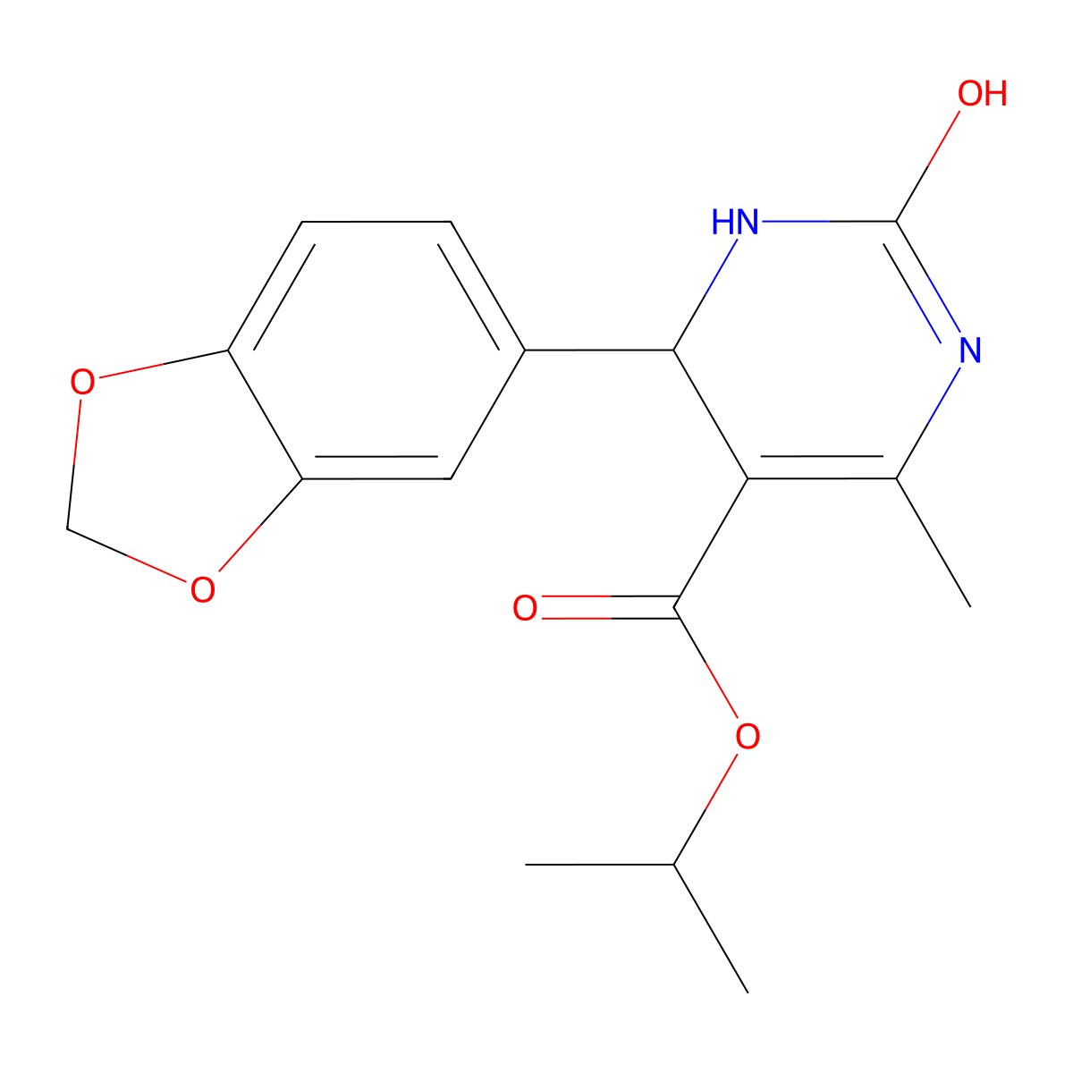 propan-2-yl 4-(1,3-benzodioxol-5-yl)-6-methyl-2-oxo-3,4-dihydro-1H-pyrimidine-5-carboxylate molecular structure, CAS 292855-64-2