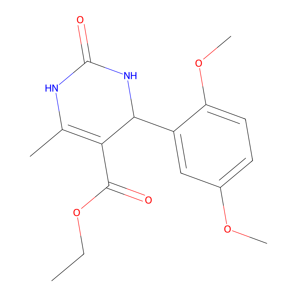 Ethyl 4-(2,5-dimethoxyphenyl)-6-methyl-2-oxo-1,2,3,4-tetrahydropyrimidine-5-carboxylate molecular structure, CAS 292855-70-0