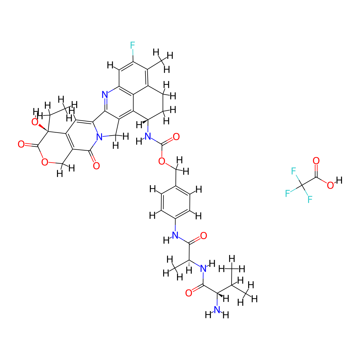 Val-Ala-PABC-Exatecan (trifluoroacetate) molecular structure, CAS 2928571-45-1