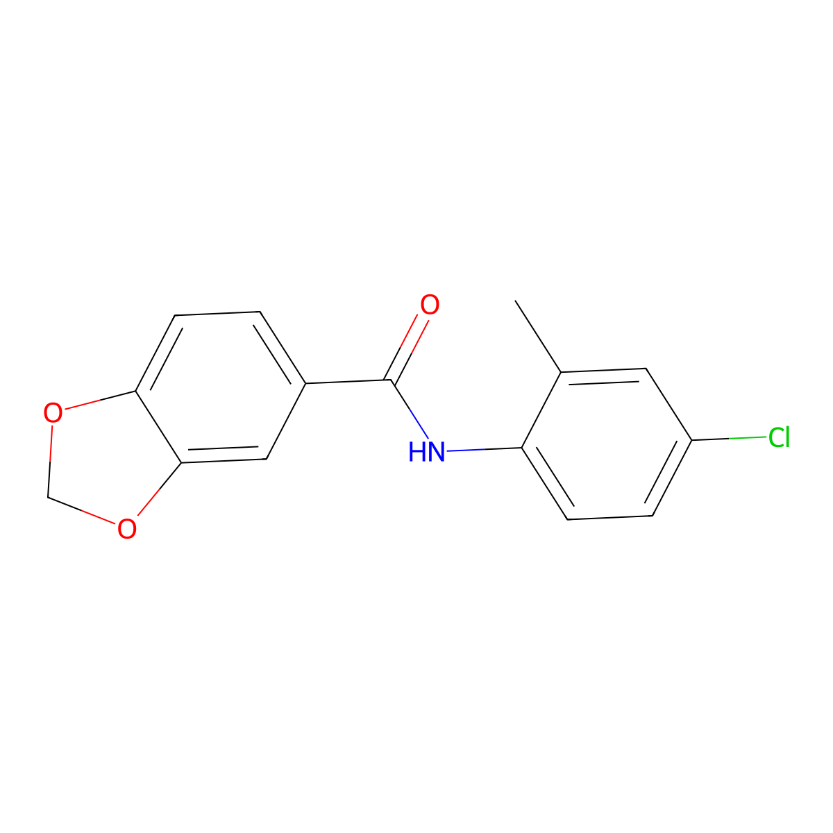 N-(4-chloro-2-methylphenyl)-1,3-benzodioxole-5-carboxamide molecular structure, CAS 292867-16-4