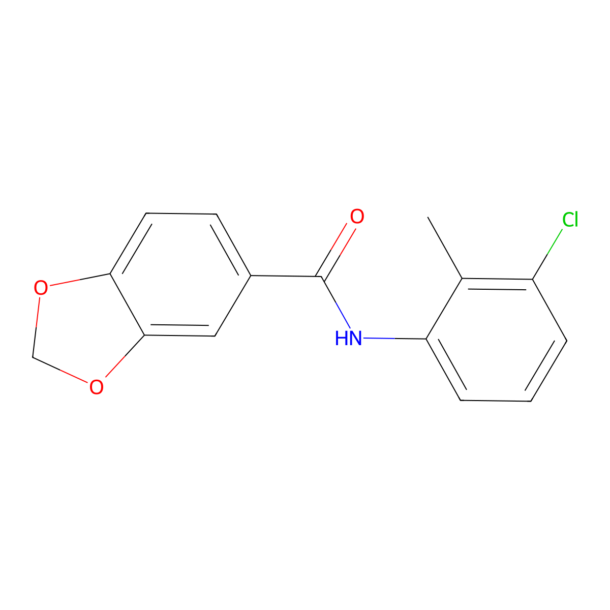 N-(3-chloro-2-methylphenyl)-1,3-benzodioxole-5-carboxamide molecular structure, CAS 292867-17-5