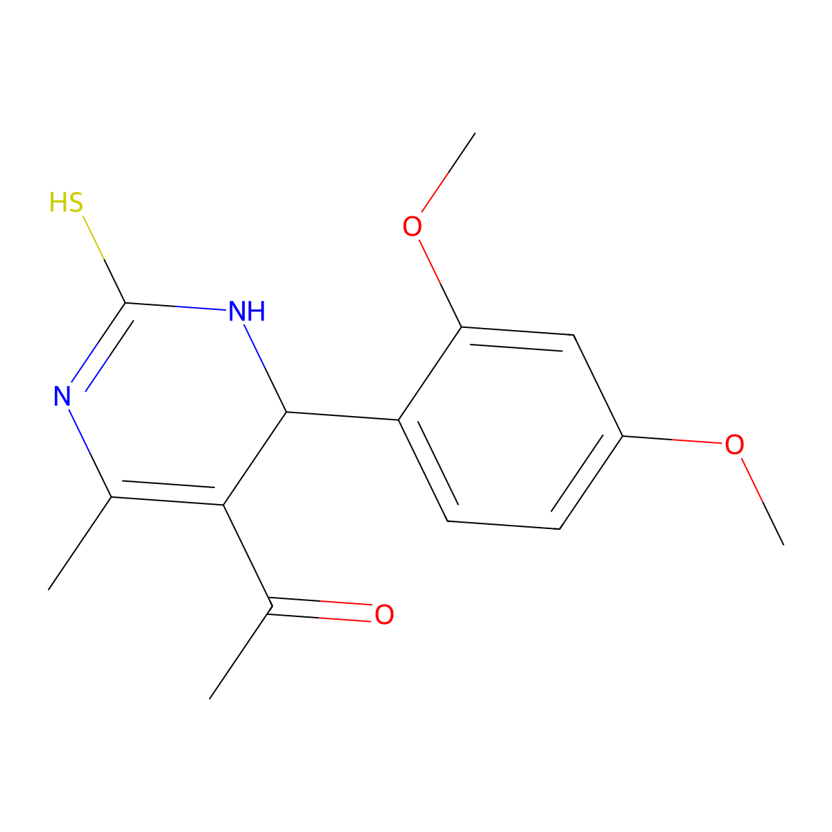 1-[6-(2,4-Dimethoxyphenyl)-4-methyl-2-sulfanyl-1,6-dihydropyrimidin-5-yl]ethanone molecular structure, CAS 292878-44-5