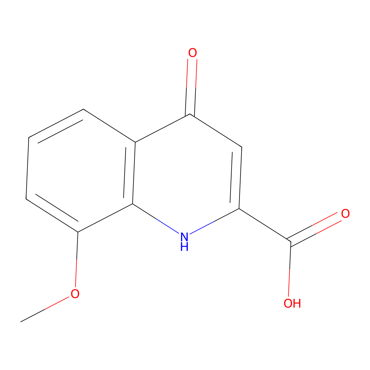 4-Hydroxy-8-methoxy-2-quinolinecarboxylic acid molecular structure, CAS 2929-14-8
