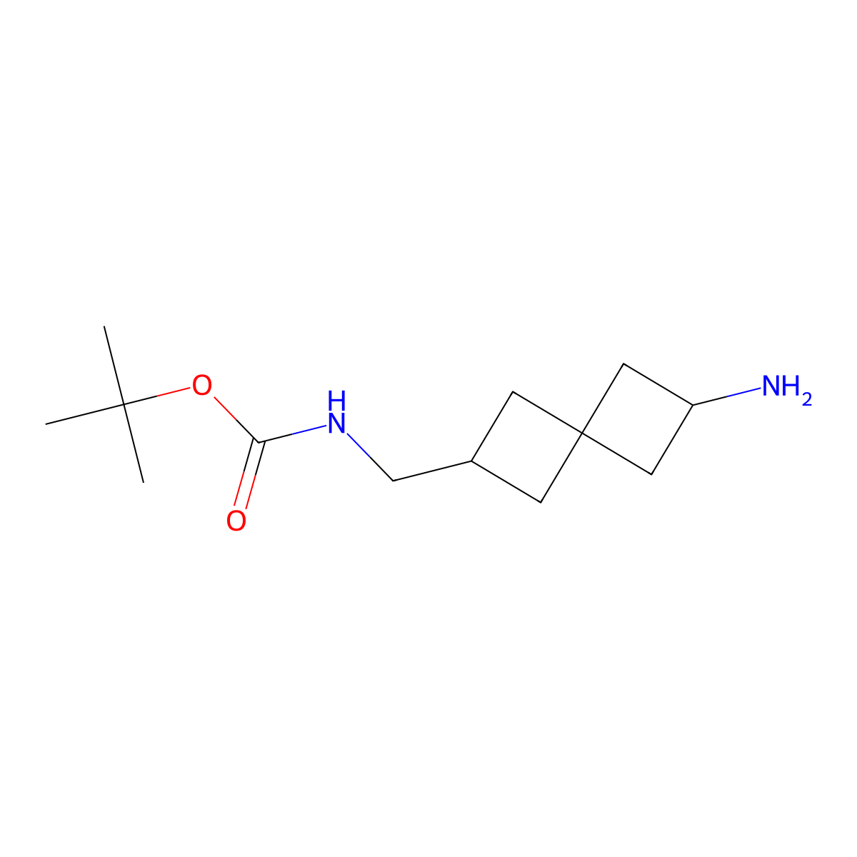 Tert-butyl ((6-aminospiro[3.3]heptan-2-YL)methyl)carbamate molecular structure, CAS 2929273-28-7