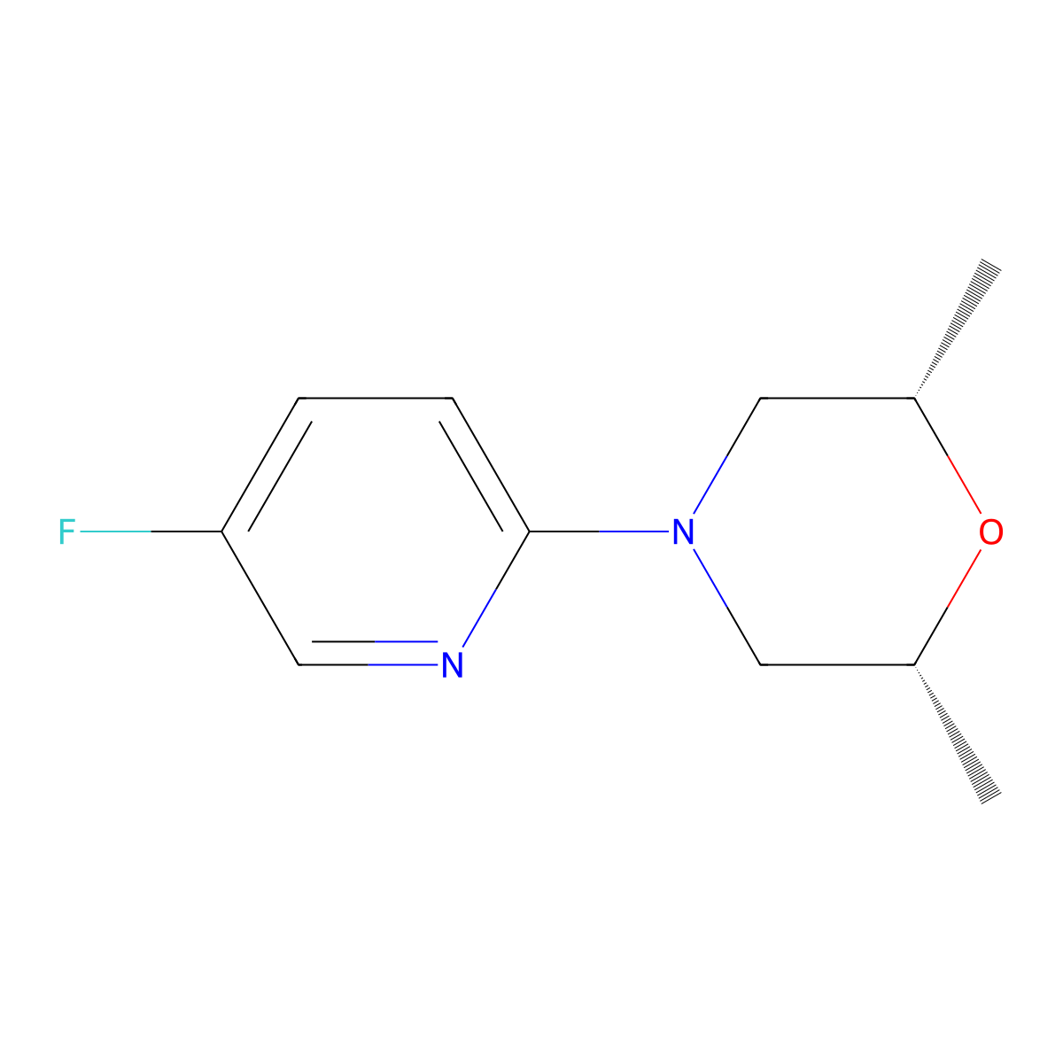 (2R,6S)-4-(5-fluoropyridin-2-yl)-2,6-dimethylmorpholine molecular structure, CAS 2929435-20-9