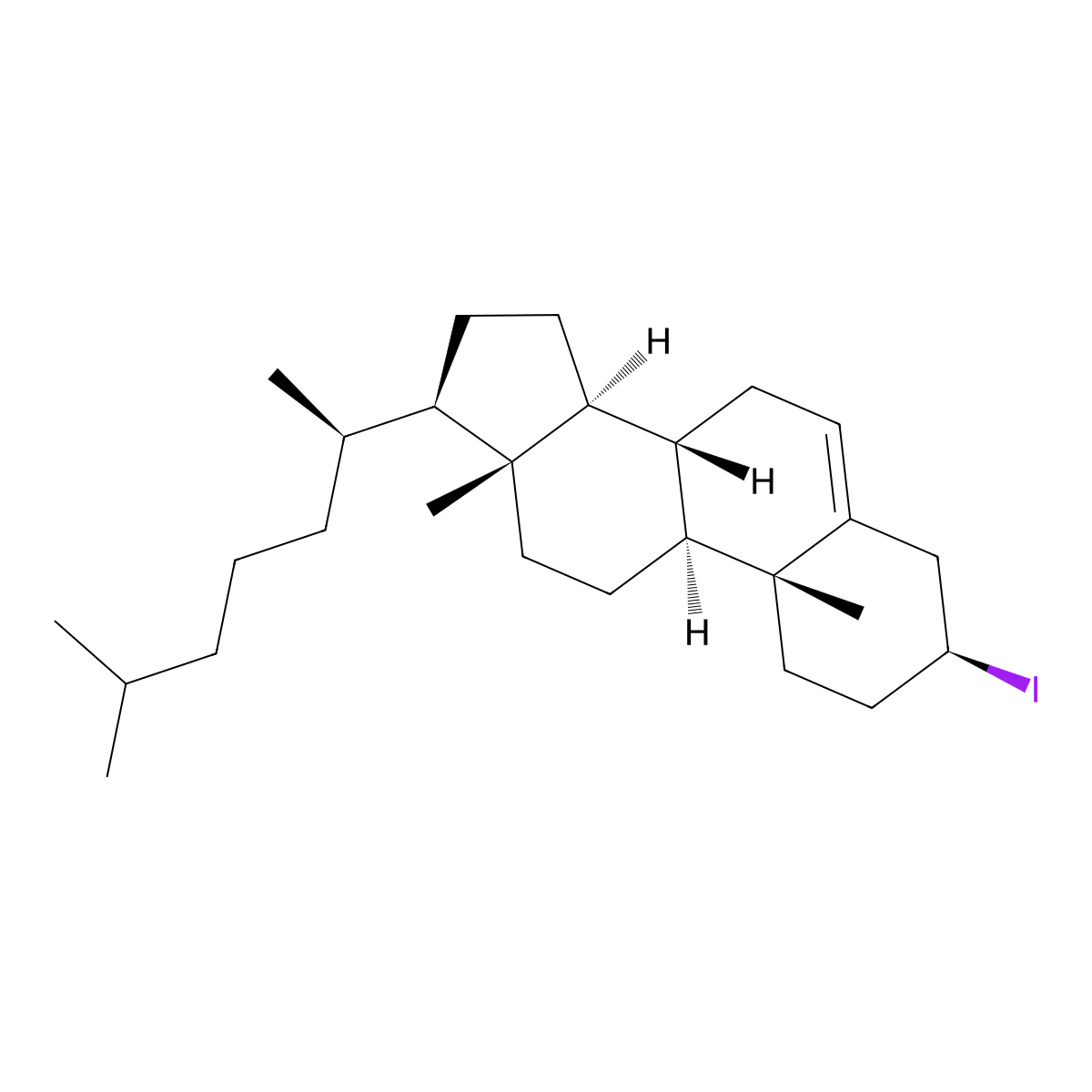 Cholesteryl iodide molecular structure, CAS 2930-80-5