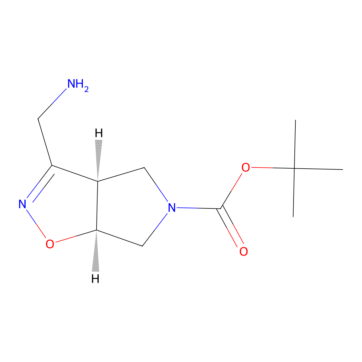 rac-tert-butyl (3aR,6aS)-3-(aminomethyl)-3aH,4H,5H,6H,6aH-pyrrolo[3,4-d][1,2]oxazole-5-carboxylate molecular structure, CAS 2930014-49-4