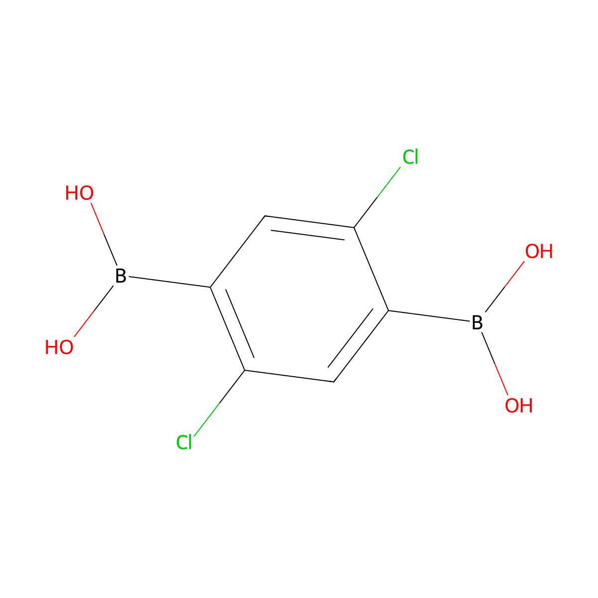 (2,5-Dichloro-1,4-phenylene)diboronic acid molecular structure, CAS 2930101-42-9