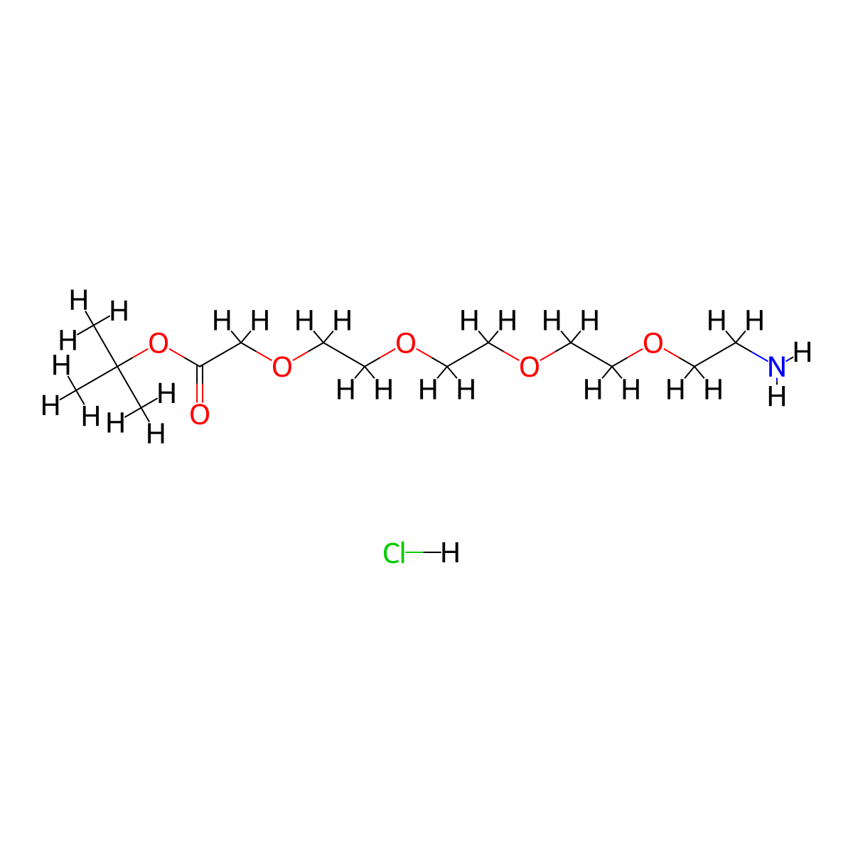 tert-Butyl 14-amino-3,6,9,12-tetraoxatetradecanoate hydrochloride molecular structure, CAS 2930335-79-6