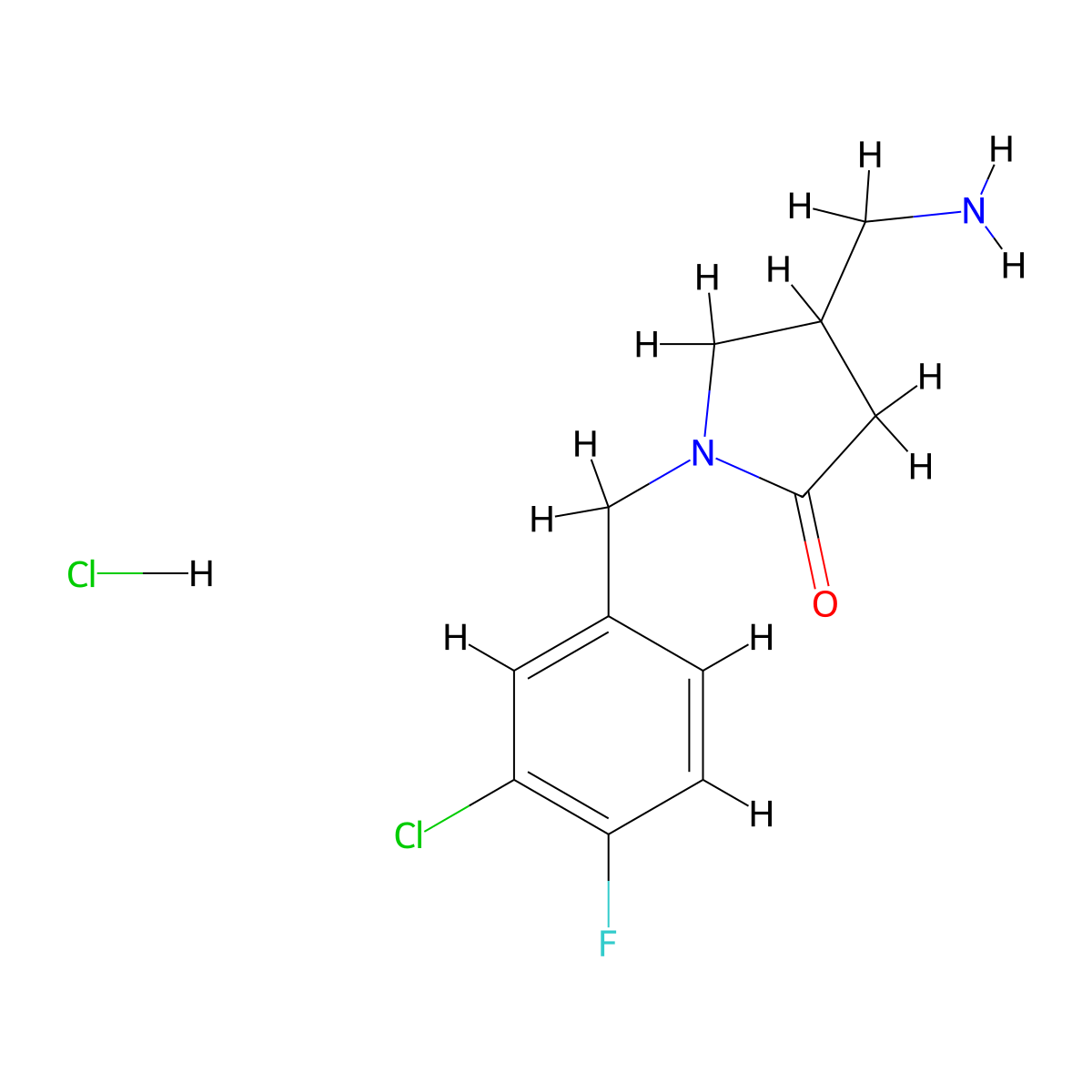 (4R)-4-(aminomethyl)-1-[(3-chloro-4-fluorophenyl)methyl]pyrrolidin-2-one molecular structure, CAS 2930378-69-9