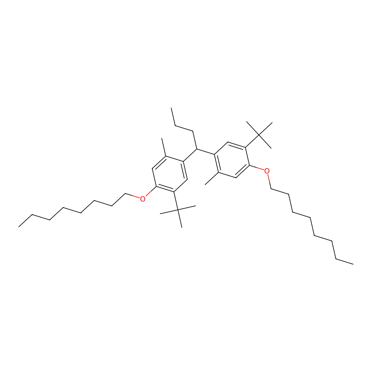 5,5'-(Butane-1,1-diyl)bis(1-(tert-butyl)-4-methyl-2-(octyloxy)benzene) molecular structure, CAS 2930378-73-5