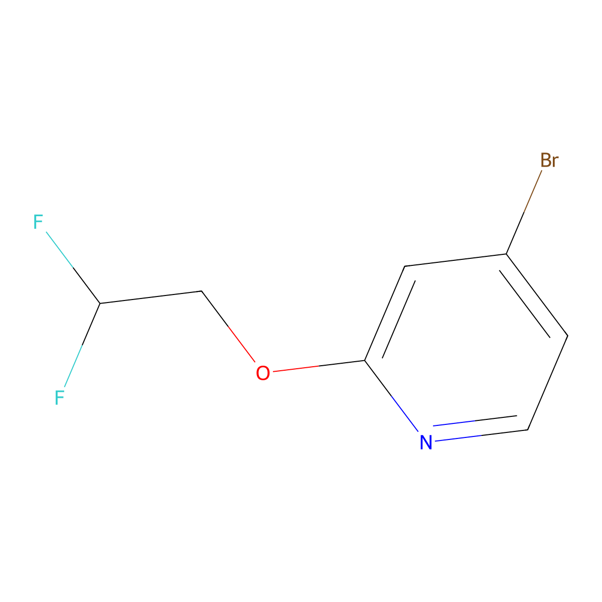 Pyridine, 4-bromo-2-(2,2-difluoroethoxy)- molecular structure, CAS 2930725-35-0