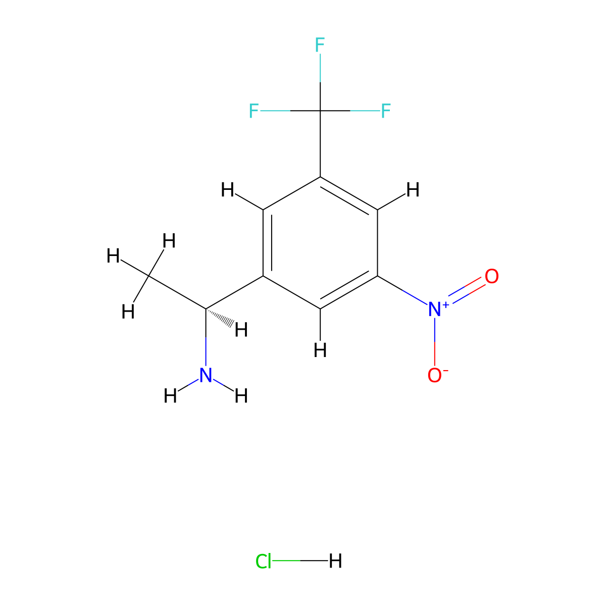 (S)-1-(3-Nitro-5-(trifluoromethyl)phenyl)ethan-1-amine hydrochloride molecular structure, CAS 2930764-14-8